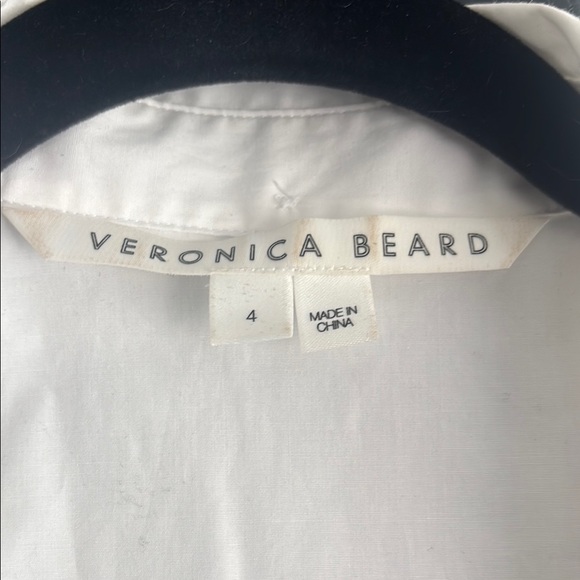 Veronica Beard White Button Down Shirt with Modern Design - Picture 3 of 8